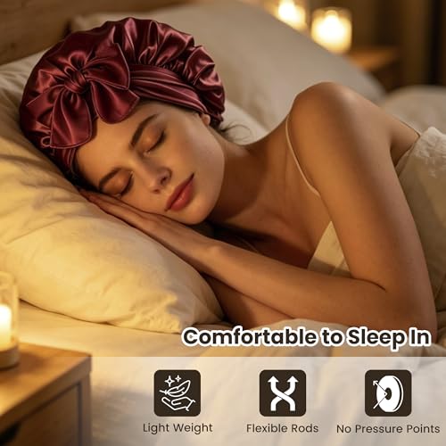 ADETON Heatless Hair Curlers Set Satin Overnight Curling Rods with Bonnet for Long Hair