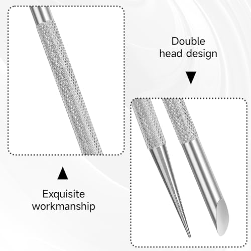 Silver 2-Pack Nail Cuticle Pusher Set Stainless Steel Manicure Tools