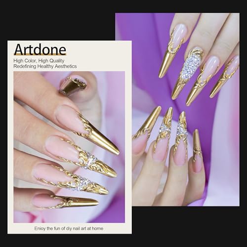 Artdone Chrome Nail Powder Light Gold Mirror Effect Gel Nail Pigment - 1 Jar