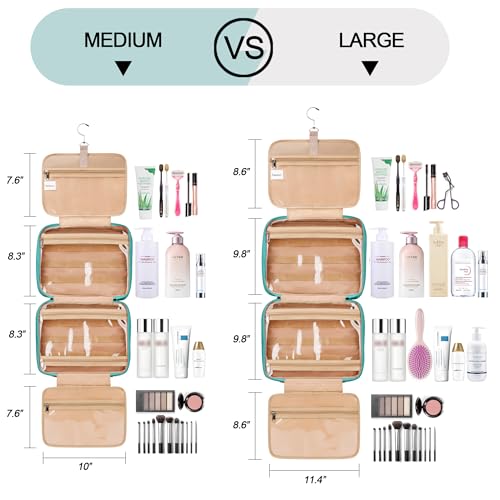COOSKY Travel Hanging Toiletry Bag - Waterproof Makeup Organizer, Blue
