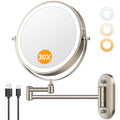Auxmir 8" 1X/30X Wall Mounted Makeup Mirror, Rechargeable LED Lights