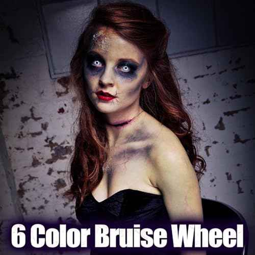 6 Color Bruise Wheel for Special Effects, FX Bruise Wheel, with 1pc Sponge, Halloween Bruise Makeup Kit, SFX Paint, for Clothes Face Body Paint, Trauma Make Up, Monster and Alien Makeup, 12g