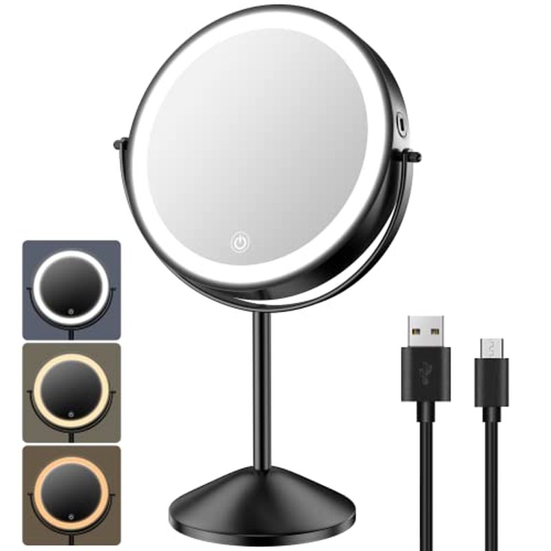 Benbilry 8-Inch Lighted Makeup Vanity Mirror with 1X/10X Magnification