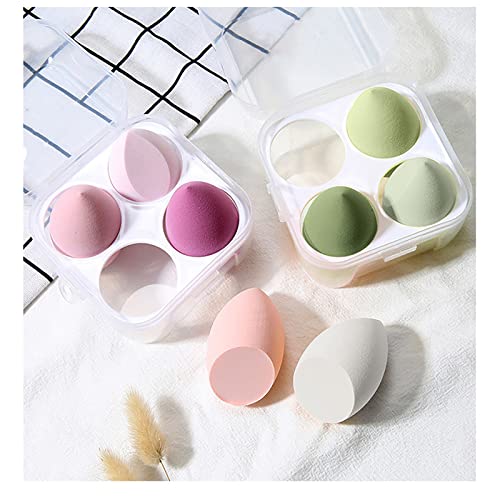 Leeshine Makeup Sponges Set 4 Pcs + Egg Case & Holder - Green, Pack of 5 for Flawless Face Makeup