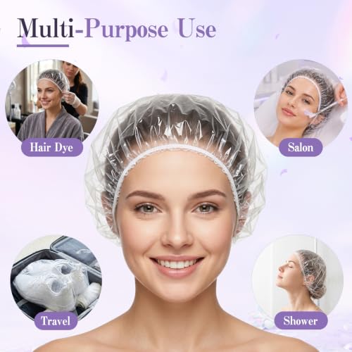 150 Pack Disposable Shower Caps - Waterproof Clear Elastic
