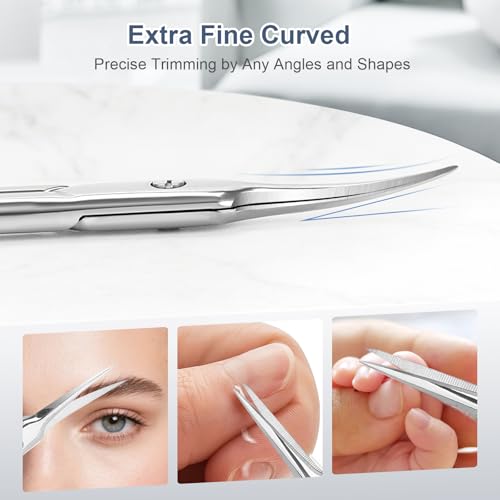 ESVIENS Curved Precision Cuticle Scissors - Stainless Steel Manicure Trimmer