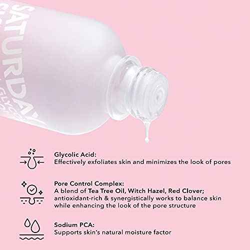 Saturday Skin Pore Clarifying Toner 10% Glycolic Acid&AHA Deep Cleansing Astringent Facial Toner,Hypoallergenic Skin-Purifying Face Toner to Cleanse, Recondition and Purify Skin, Non-Comedogenic