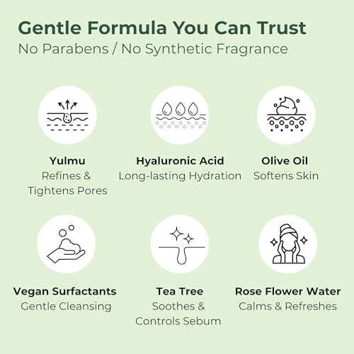 BMBCO Gentle Pore Cleansing Foam for Sensitive Skin ? Yulmu Vegan Face Wash with Natural Surfactants & Hydrating Formula, 120g