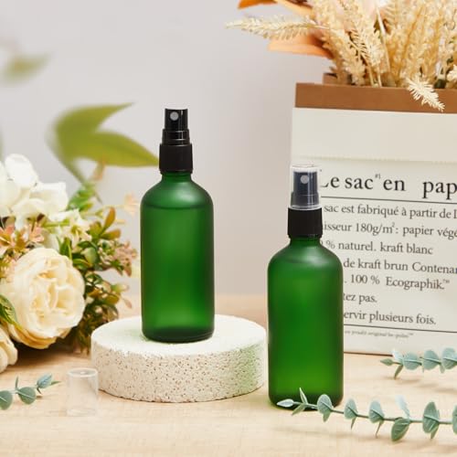 Roshtia 30 Pcs 3.4 oz Green Glass Spray Bottles - Refillable Mist Sprayers