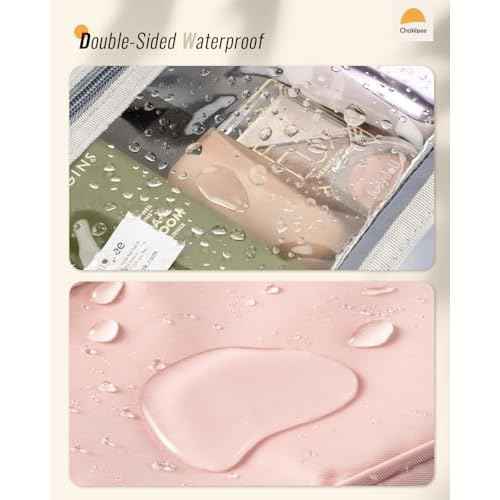 Travel Hanging Toiletry Bag for Women - Waterproof Cosmetic Organizer with Clear Window, Lightweight Bathroom Bags for Essentials, Makeup, Shampoo, Toiletries Pink, Medium