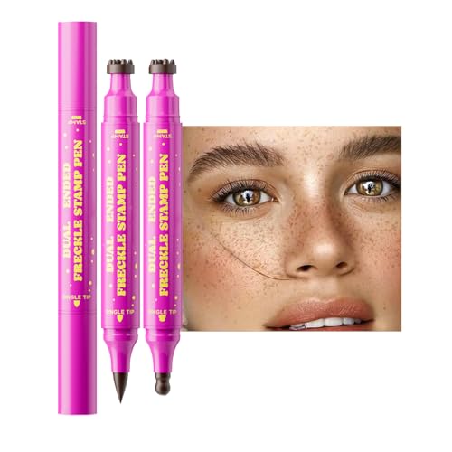 Dual-Ended Freckle Stamp Pen - Waterproof Fake Freckles Makeup (Beige Brown)
