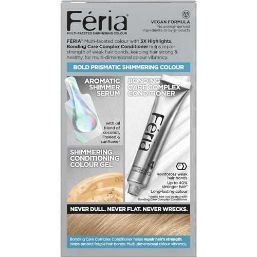 L'Oreal Paris Feria Multi-Faceted Shimmering Permanent Hair Color, 91Champagne Cocktail (Light Beige Blonde), Pack of 2, Hair Dye