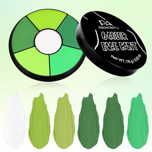 PASNOWFU 6-Color Green Face & Body Paint Palette – SFX Makeup, Witch Edition