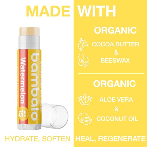 4-Pack Variety SPF 15 Lip Balm - Organic Ingredients, Broad Spectrum UVA/UVB Protection - Hydrating & Moisturizing, USA Made
