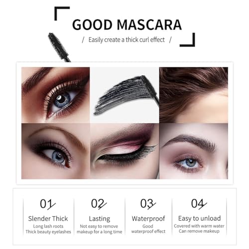 4D Silk Fiber Lash Mascara - Smudge-Proof, Extension, Voluminous, Natural & Waterproof, Long-Lasting, No Flaking/No Clumping, All Day Exquisitely Full (2 Packs)