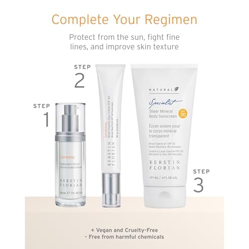 Kerstin Florian Sheer Mineral Body Sunscreen SPF 30 | Waterproof UVA/UVB Sun Protection with Natural Zinc Oxide | Reef Safe Fragrance Free Formula for Sensitive Skin to Moisturize & Protect | 6 fl oz