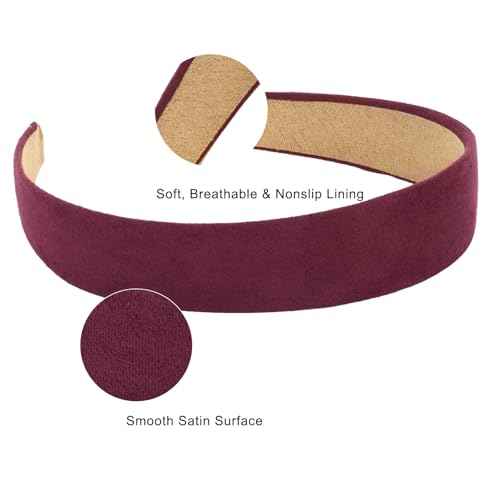 Wecoe 10pcs Headbands for Women Suede Like 1 Inch Wide Headbands Red White Black Pink Purple Blue Green Headband Non Slip Fashion Costume Hair Accessories Women Girls Diademas Para Mujer