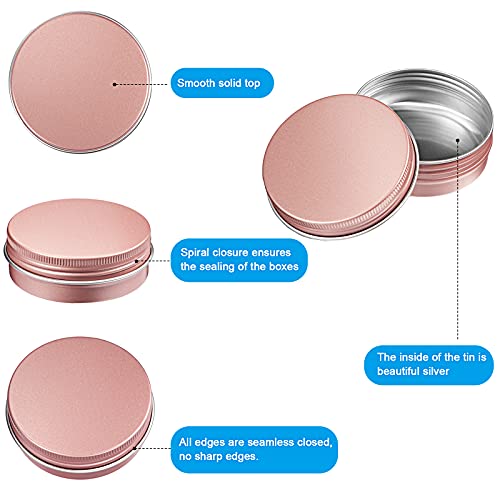 Patelai 2 oz Rose Gold Metal Round Tins, 36 Pack with Lids & Stickers