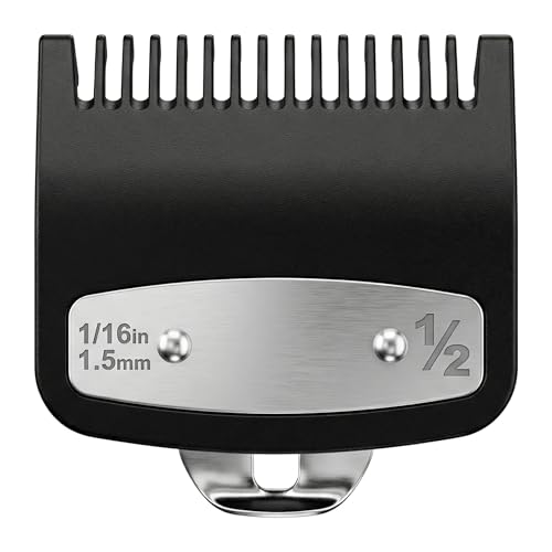 Clipper Guards Set, Compatible with wahl 1/2 clipper guards, 1.5 mm Metal Clipper Guide Replacement, Guide Comb Attachment 1/16", for Professional Stylists and Barbers, Black