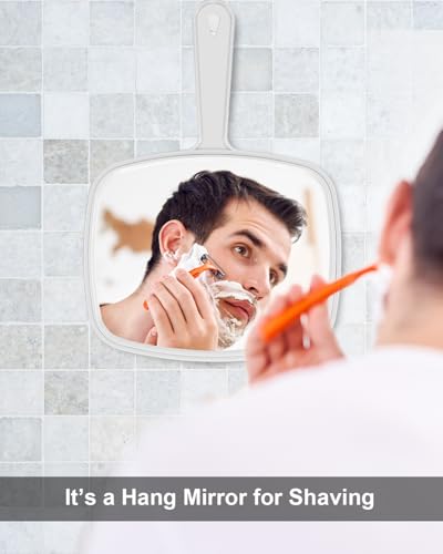 PROTECLE 12.4" x 9" Handheld Salon Mirror White - Hairdressing & Barber Tool