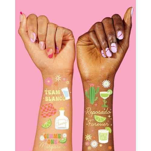 xo, Fetti Margarita Temporary Tattoos - 54 Gold Foil Pcs | Tequila Bachelorette Party, Cinco De Mayo Fiesta Favors, Birthday Accessory, Cactus Bach Activity