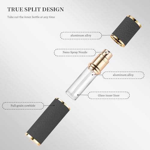 Refillable 5ml Perfume Spray Bottle Set with Leather Case - Travel Essential