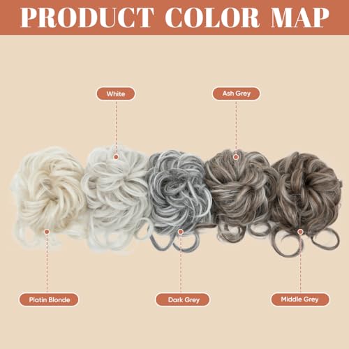 SARLA Messy Bun Hair Pieces - Grey Synthetic Hairpiece Set