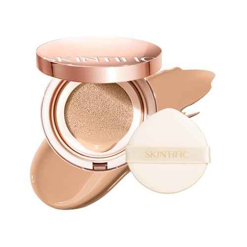 Full Coverage Cushion Foundation, Weightless, Skin Fit, Satin Glow Finish, Oil-Control Waterproof Foundation, Sweatproof Flawless BB Cream CC Korean Makeup,Tattoo Cover Up, Buildable(#04 Beige)