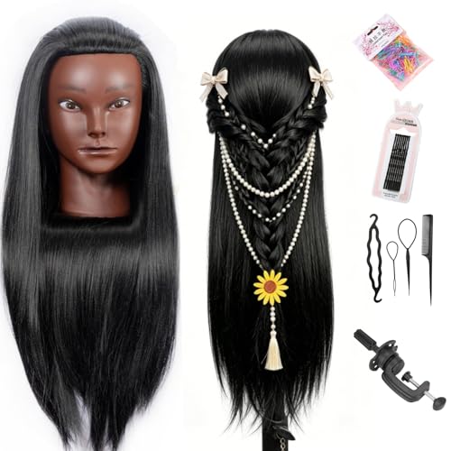 Mannequin Head with Hair & Clamp - 26" Styling Training Head