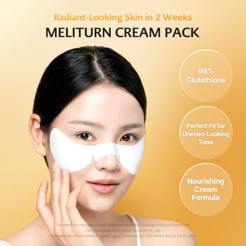 Meliturn Glutathione Cream Mask - 2% Niacinamide & Vitamin C, Visibly Fades Dark Spots & Uneven Tone Look, Brightening Korean Sheet Mask for Radiant Skin, Fragrance-Free (Butterfly Zone)