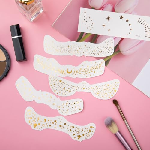 Glitter Face Tattoo Stickers - 6 Sheets Gold Freckles