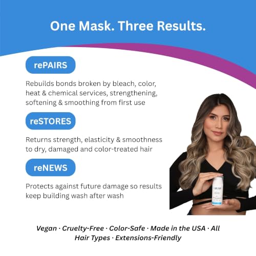 RE:BOND Leave-in Bond Building Hair Mask for Damaged & Color-Treated Hair, 3oz + 0.34oz Set