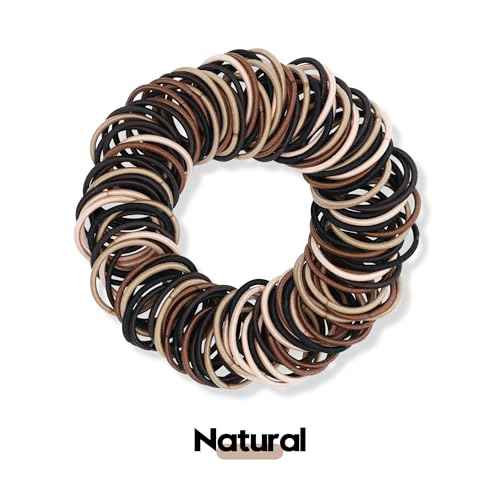 120 Pcs Small Hair Ties for Thin Hair & Kids - 1 Inch, 2mm No-Damage Elastic Bands in, Natural