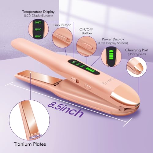 SUNMAY Cordless Hair Straightener Titanium Portable Travel Flat Iron USB-C