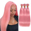 Pink Bundles Human Hair Straight Extensions 24-28 Inch FuivJuix Brazilian Virgin