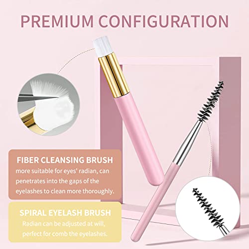 Lash Shampoo for Eyelash 100ML + Brush & Mascara Wand Eyelid Foaming Cleansing, Eyelash Extension Cleanser Remover,Makeup Remover,Salon and Home Use