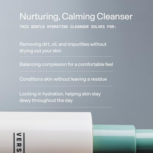 Versed Gentle Hydrating Facial Cleanser - Cream Face Cleanser with Hyaluronic Acid & Aloe Leaf Juice - Fragrance-Free cleanser for Dry Skin (6 fl oz / 177 mL)