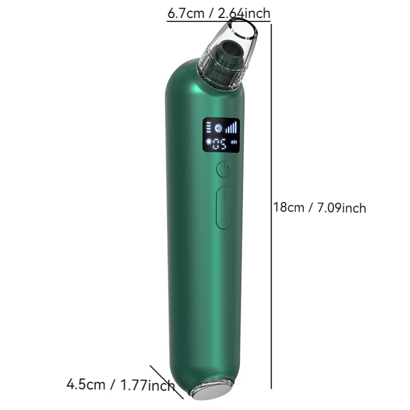 Blackhead Remover Pore Vacuum - 5 Suction Levels & 6 Attachments, Pore Vacuum with Heating (37-42°C), LCD Display, USB Rechargeable, Gift Ready