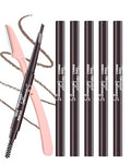 6 Pack Medium Brown Eyebrow Pencil - Waterproof Dual-Ended with Spoolie