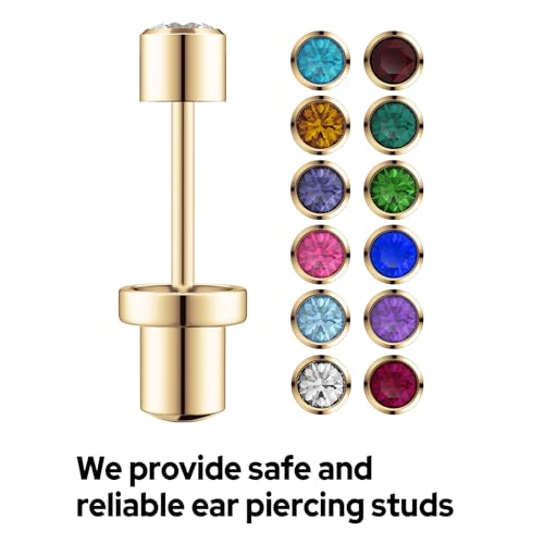 Gold Ear Piercing Kit with Safety Back - 2 Pack Surgical Steel