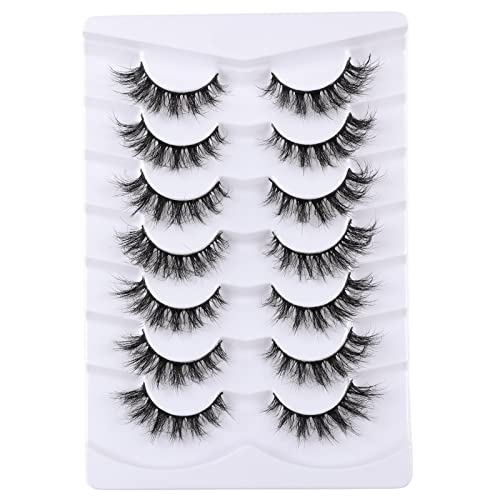 Mebver Cat Eye Lashes - Faux Mink False Eyelashes, 7 Pairs