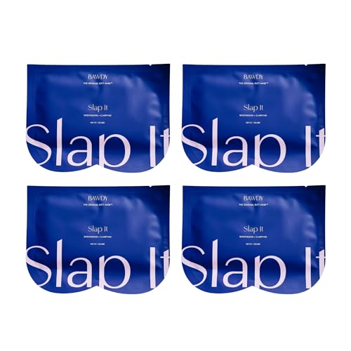 BAWDY Slap It 4 Pack - Caffeine Beauty Butt Mask - Retexturizing + Detoxifying Treatment for Your Behind - 2 Sheets, One for Each Cheek - Clean Beauty for Your Butt (4 Single Use Masks)