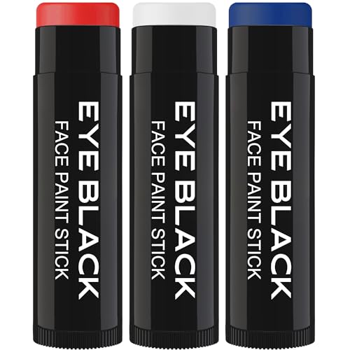 TRI-COLOR EYE BLACK STICK, Anti-Glare Eyeblack For Baseball Football Softball Lacrosse Accessories, Sweat-Proof Eye Black Grease Paint, Smooth & Long Lasting, Rich Full Coverage Color