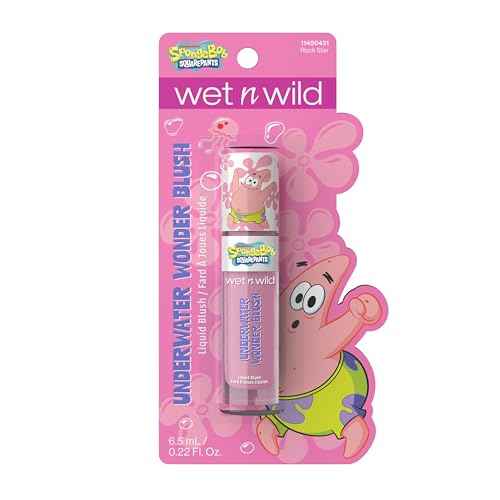wet n wild SpongeBob Underwater Wonder Liquid Blush, Buildable Shimmery Gel Formula with Seamless Blend & Matte Finish ? Rock Star