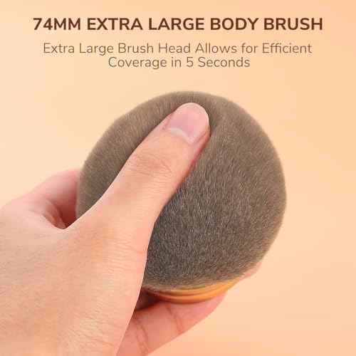 KINGMAS Extra Large Body Makeup Brush for Self Tanner, Self Tan Back Applicator, 66mm Wide-headed Kabuki Brush for Bronzers Blend Self Tanning Applicator, Oval Face Leg Makeup Brush (Rose-Gold)