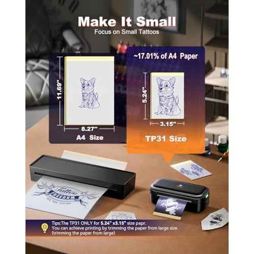 Phomemo Tattoo Stencil Paper 3.15" x 5.24" for TP31 Mini Tattoo Printer, 100 Tattoo Transfer Paper for Beginners/Enthusiast/Artists