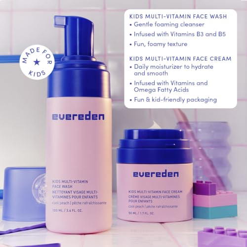 Evereden Kids Multi-Vitamin Face Wash & Cream Set, Peach