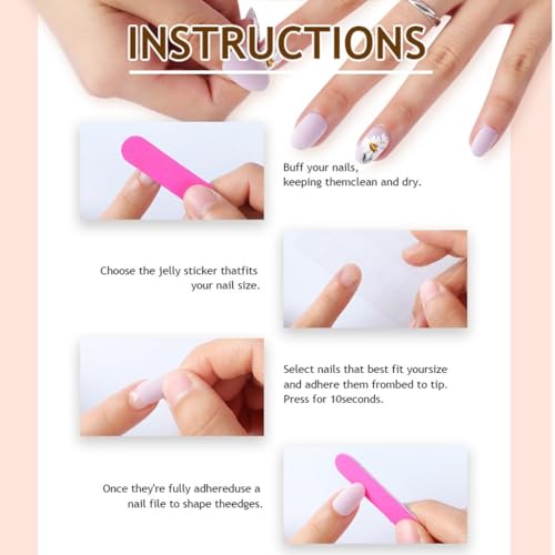 White French Tip Press On Nails & Toenails Set - Medium Square Fake Nails for Manicure