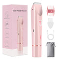 Bikini Trimmer for Women, 2 in 1 Electric Razors for Women, Rechargeable Cordless & Painless Hair Removal, Ultra Low Silent, Easy Cleaning, IPX7 Waterproof Bikini Shaver for Sensitive Skin (Pink)