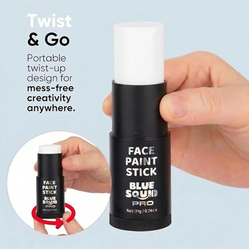 Blue Squid White Face Paint Stick - Waterproof, Vegan